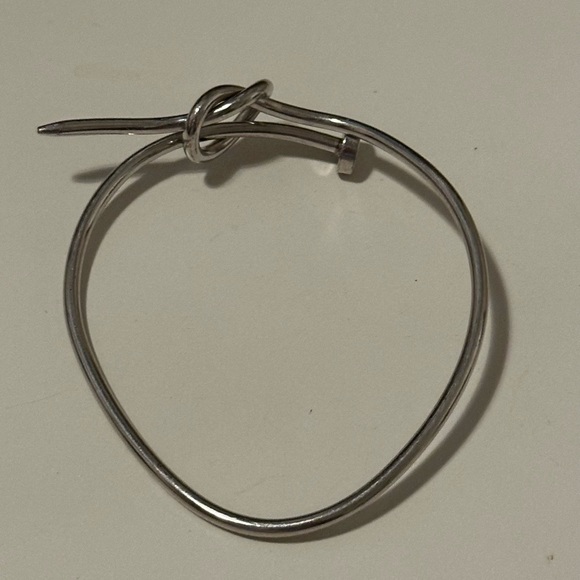 Silver Toned Knotted Nail Bracelet - Picture 2 of 4